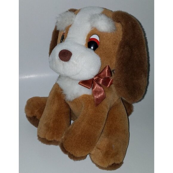 Creations By Kellytoy Brown Puppy Dog Plush 10" Stuffed Animal Toy Brown Bow - Picture 3 of 9